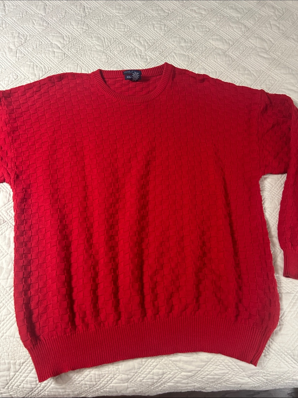 Gant Men's Bright Red Textured Crewneck Sweater